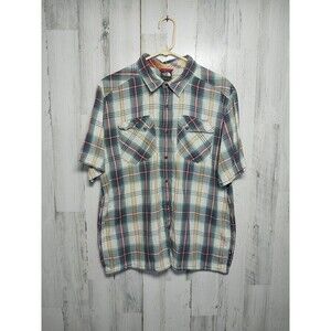 The North Face Shirt Men XL White Plaid Short Sleeve Hiking Cotton Blend